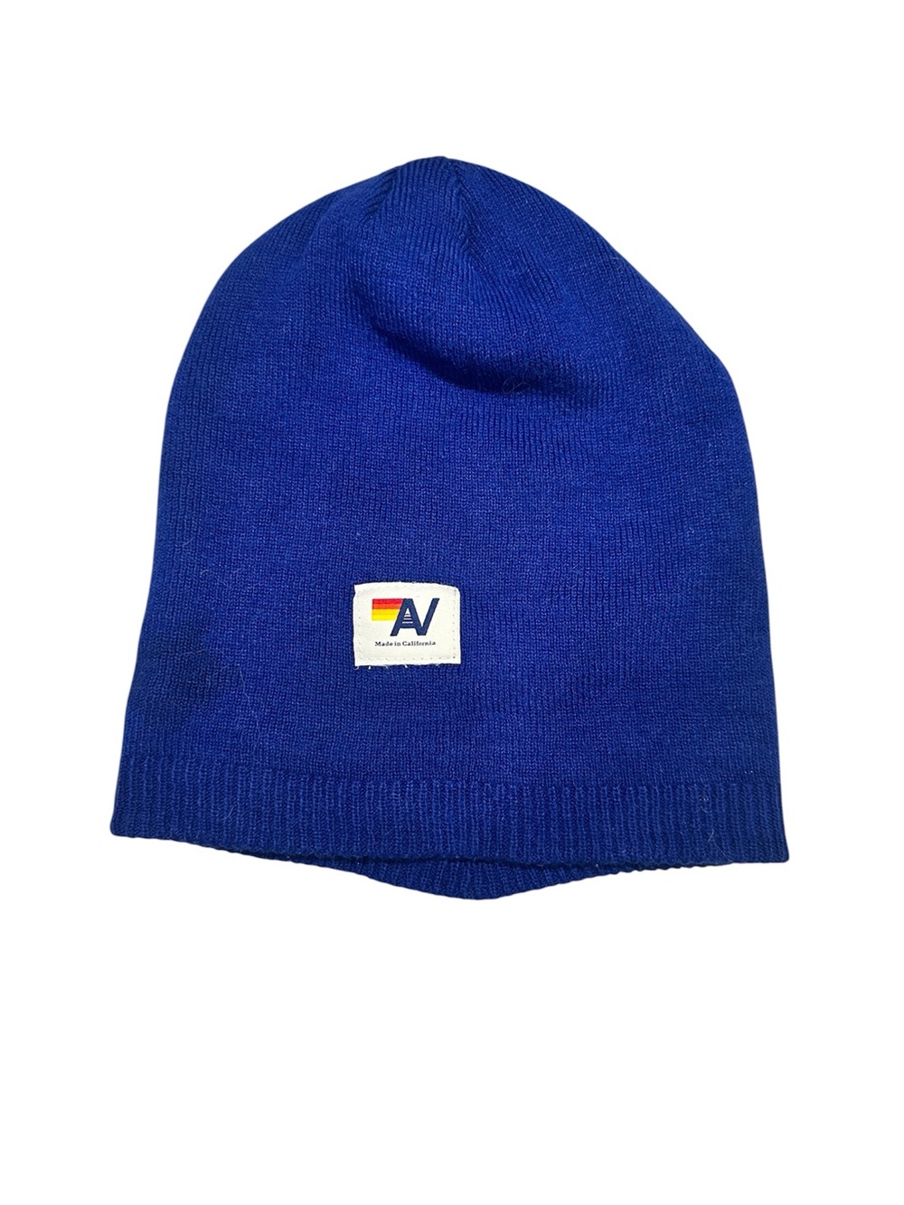 Aviator Nation 🙂 Royal Blue Knit Beanie with Smiley Patch/Logo patch on Back - Picture 2 of 4